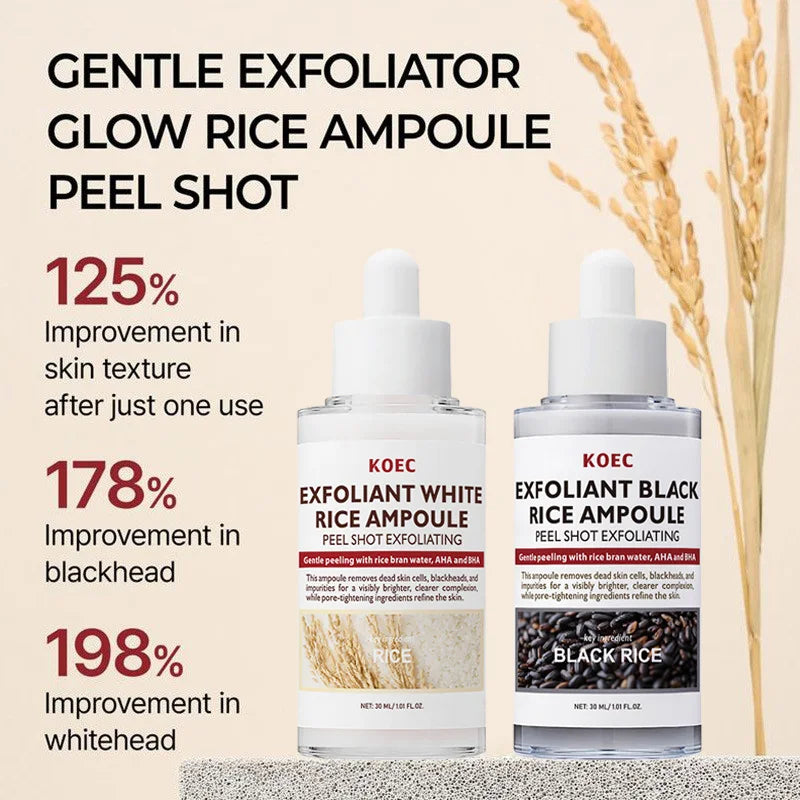 Glow Rice Ampoule Rice Essence Moisturizing and Hydrating Gentle Cleansing Peel Shot Exfoliant Repair Skin Niacinamide Essences